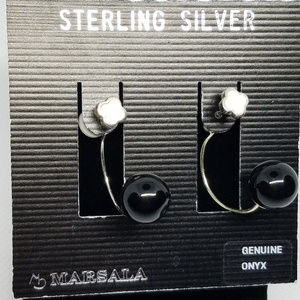 Sterling Silver Convertible Onyx/Enamel Earrings